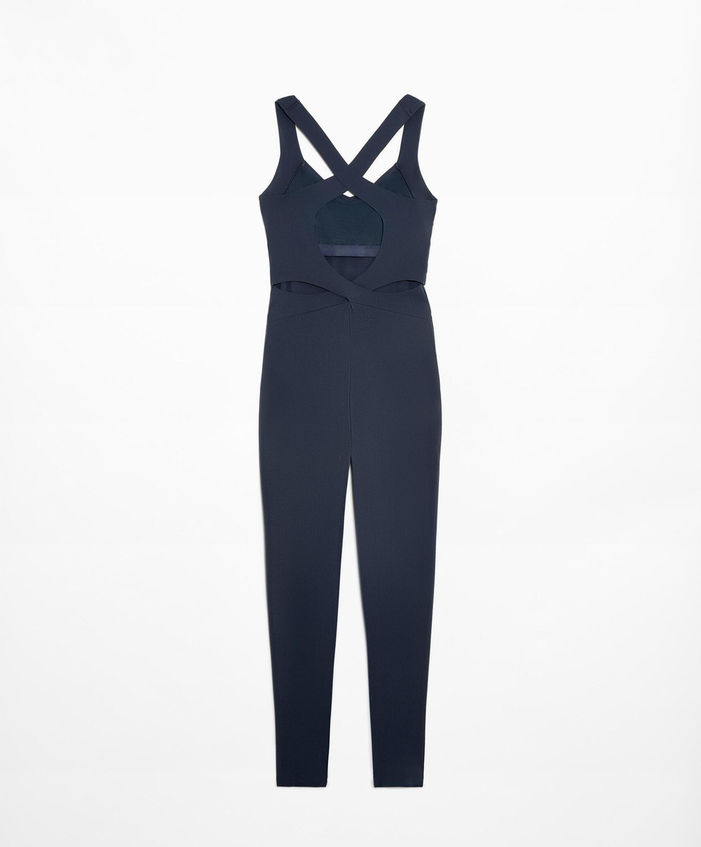 Oysho Компрессионный комбинезон Compressive с перекрестными бретелями, синий