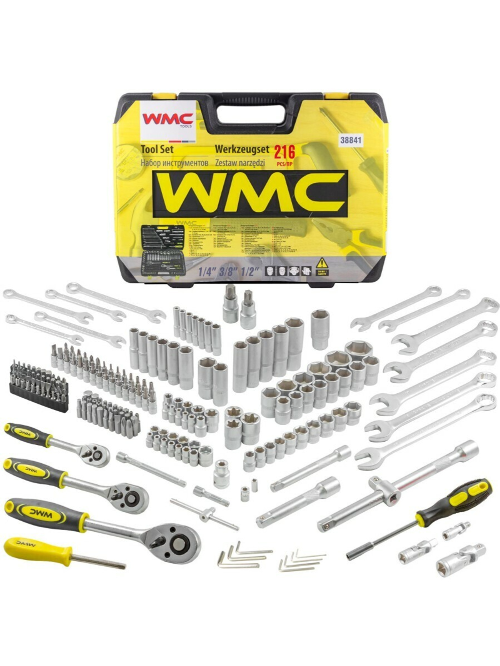 Набор инструментов 216пр. 1/4''3/8''1/2''(6гр.)(4-32мм) WMC TOOLS WMC-38841