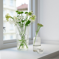 IKEA SMÄLLSPIREA  (ИКЕА СМÄЛЛСПИРЕА)  -  Ваза, прозрачное стекло с узором, 22 см