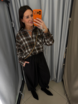 Рубашка в клетку коричневая