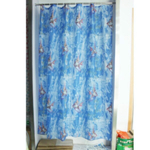 Штора для ванной комнаты полиэстер эконом 170*200 с кольцами Рыбы на голубом YQL-1289