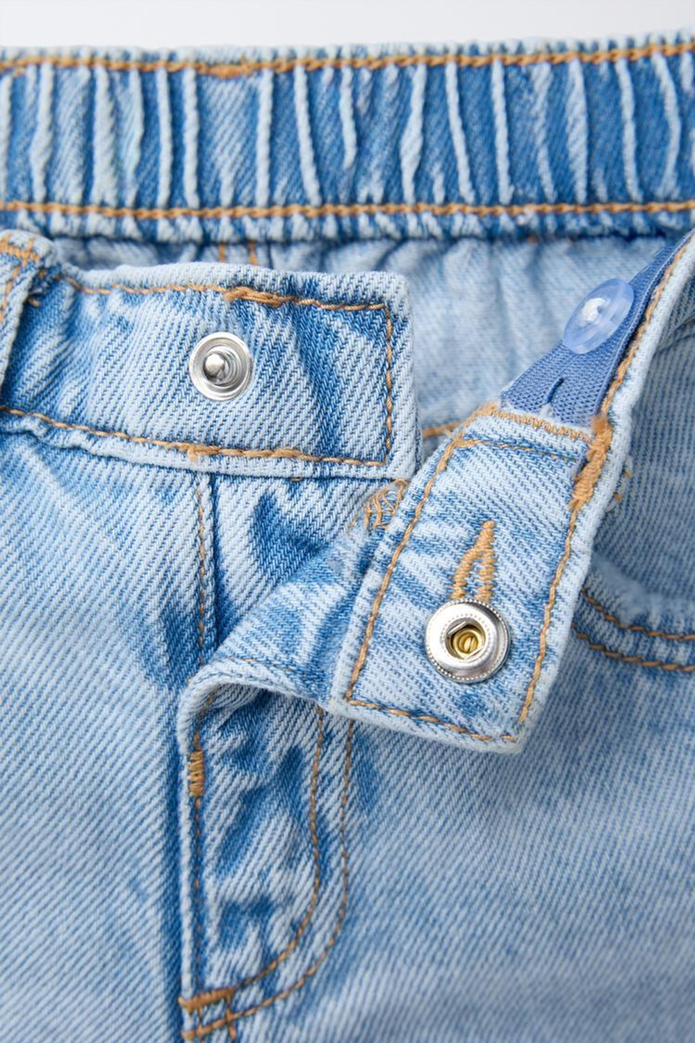 ZARA ДЖИНСОВЫЕ ШОРТЫ С ВЫСОКОЙ ПОСАДКОЙ, ГОЛУБОЙ