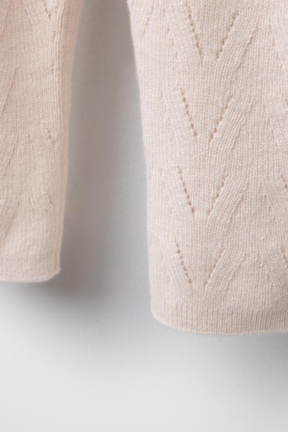 ZARA ТРИКОТАЖНЫЙ КОМБИНЕЗОН ИЗ ХЛОПКА И ШЕРСТИ, СВЕТЛО-БЕЖЕВЫЙ