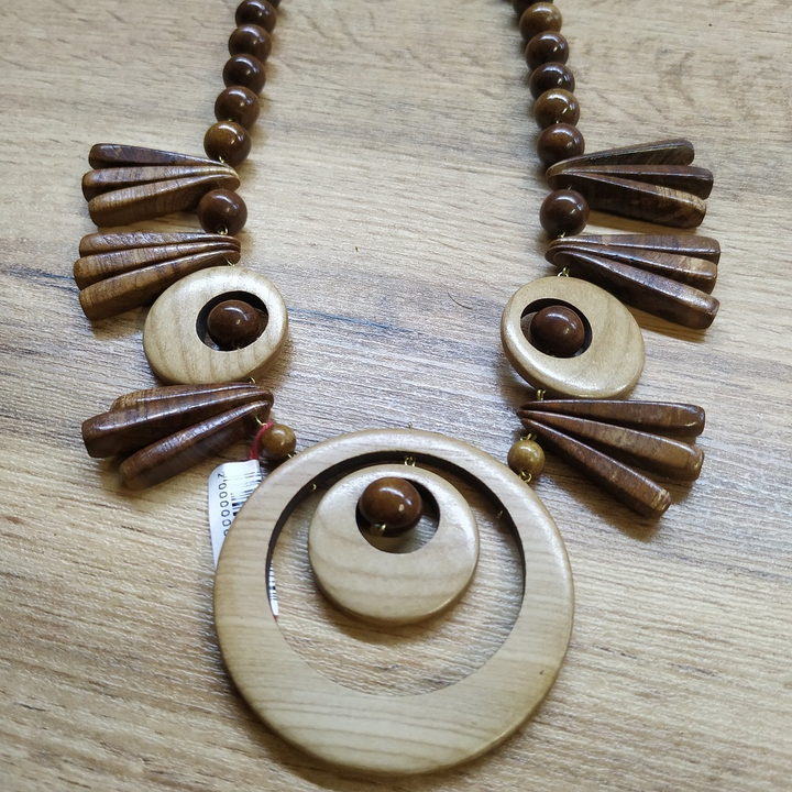 Колье Ангелина, дерево, цвет красно-кор., светло-кор., 58 см 313870