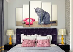 Модульная картина "Кот с телефоном"