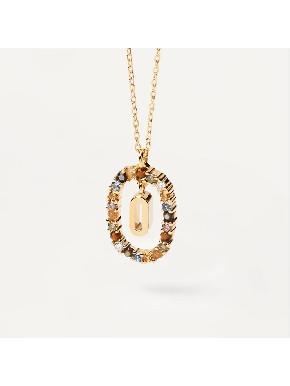 Колье Буква O серебро 925 пробы покрытое золотом