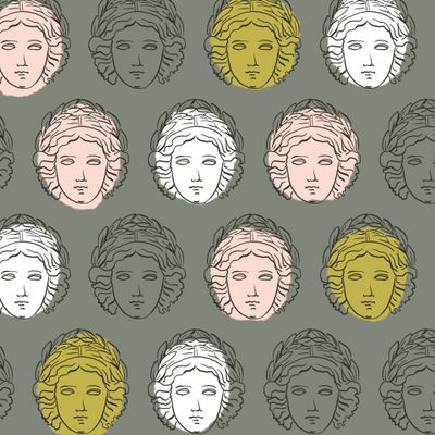 Голова Греческая статуя на темно-зеленом