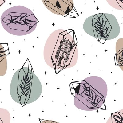 Растительный узор с кристаллами