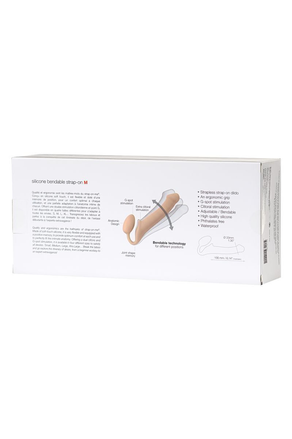 Телесный безремневой страпон Silicone Bendable Strap-On - size M (Цвет: телесный)