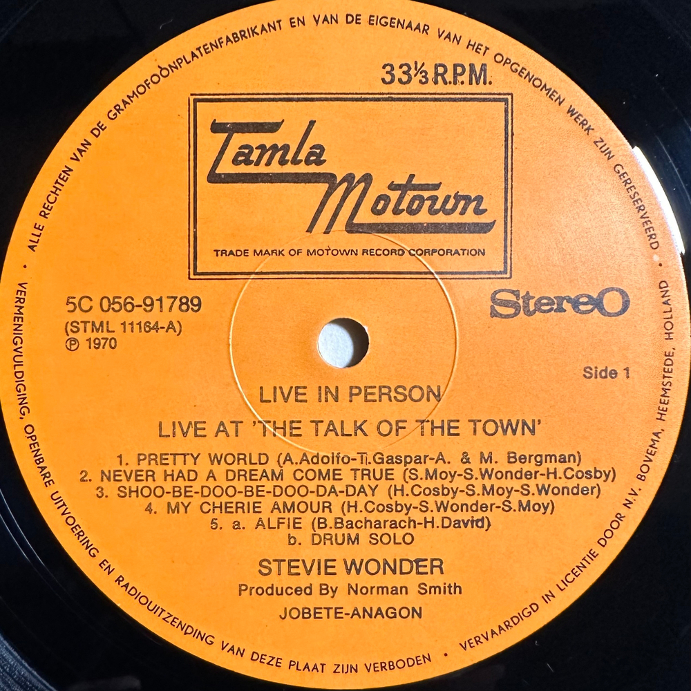 Stevie Wonder - Live In Person At The Talk Of The Town (Голландия 1970г.)