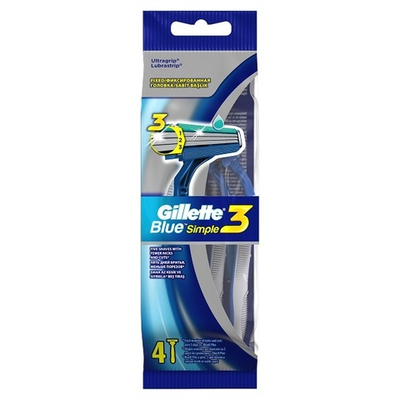 GILLETTE Blue 3 SIMPLE SENSITIVE бритвы одноразовые 4шт.