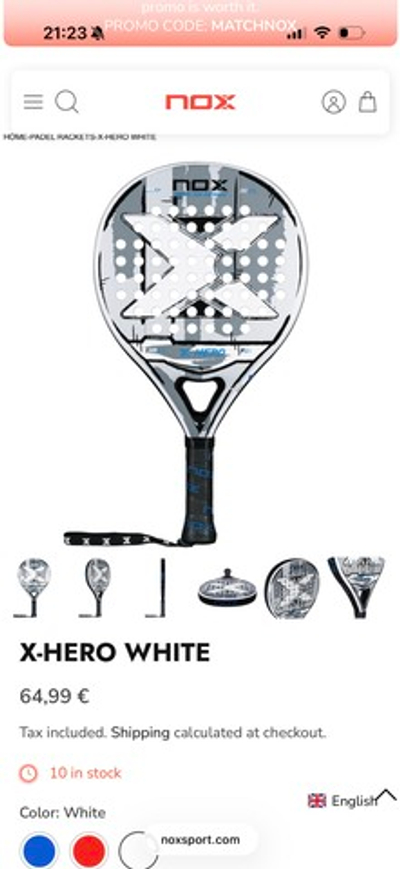 NOX, ES, PALA X-HERO WHITE (2026), Padel Racket