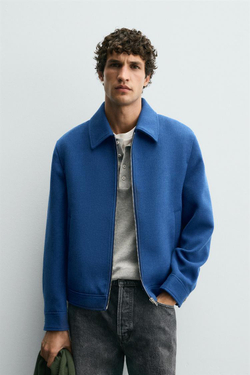 ZARA КУРТКА С ЗАСТЕЖКОЙ-МОЛНИЕЙ, ЯРКО-СИНИЙ