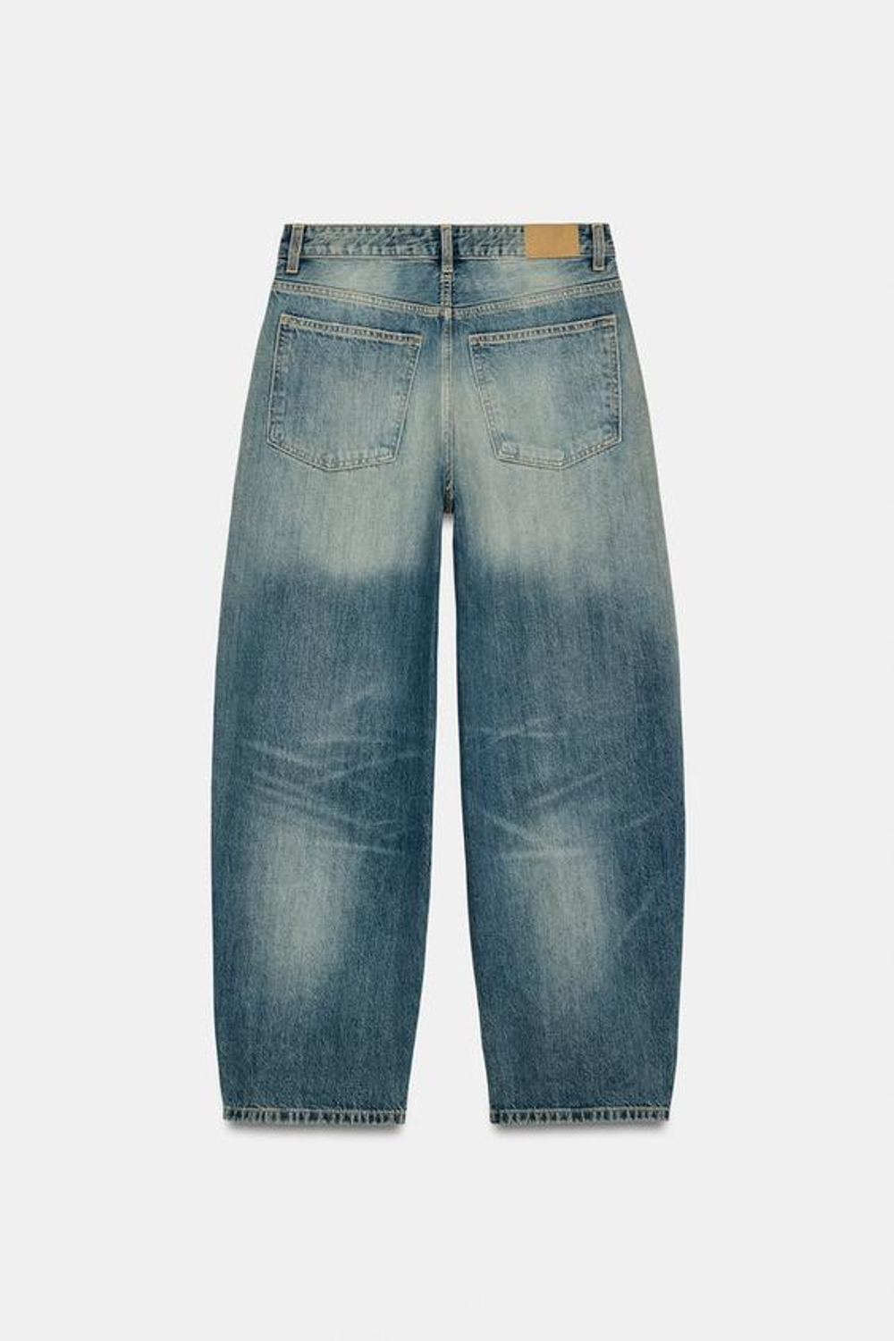 ZARA ДЖИНСЫ TRF BAGGY BALLOON СО СРЕДНЕЙ ПОСАДКОЙ, ЛИНЯЛЫЙ СИНИЙ