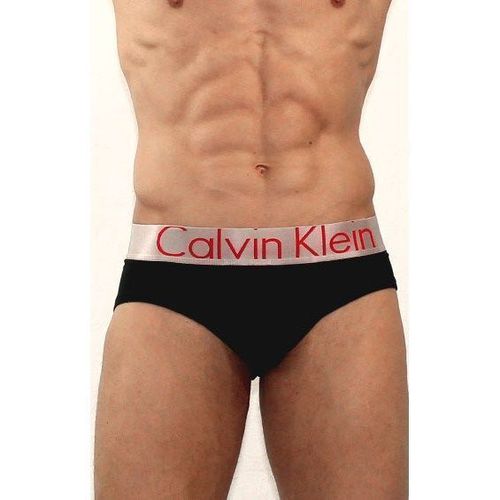 Мужские трусы брифы черные с красными буквами Calvin Klein Black