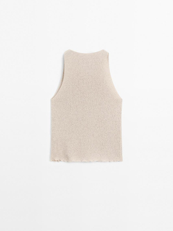 Massimo Dutti Топ из рельефного трикотажа с горловиной халтер, дымчатый