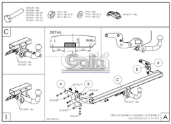 Фаркоп оцинкованный Galia O070C для OPEL Crossland X 2017-(паспорт и сертификат в комплекте)(без электрики)