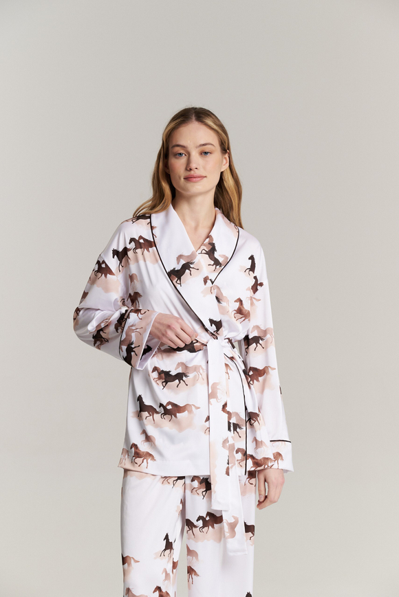 Блуза-кимоно с шалькой - бегущие лошади