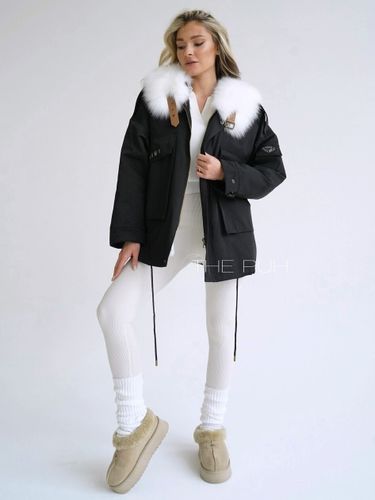 Черная хлопковая парка ARMY с мехом белого песца