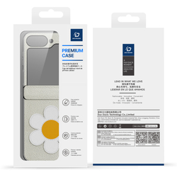 Чехол серого цвета (Daisy Edition - Starlight) из искусственной кожи от Dux Ducis для Samsung Flip 7 FE (W25 Flip) и Flip 6, серия Luvy Series Case