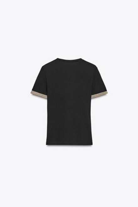 ZARA ФУТБОЛКА С МЕТАЛЛИЗИРОВАННОЙ НИТЬЮ, ЧЕРНЫЙ