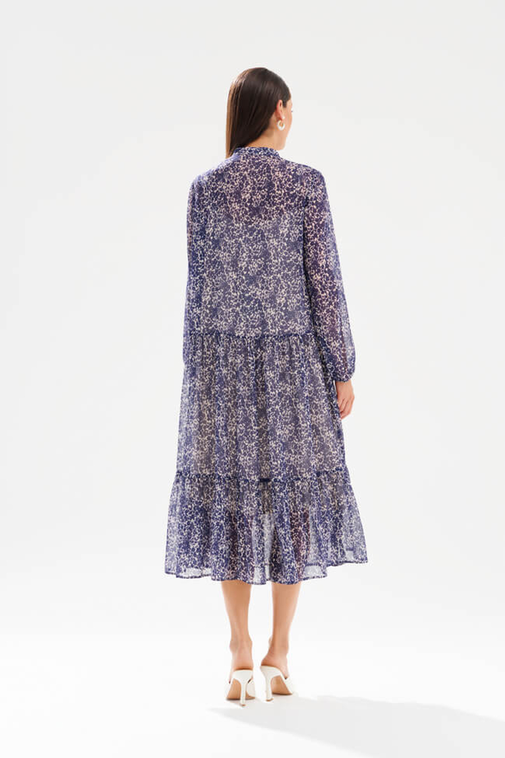 51755 Платье женское (молочно-синий принт)