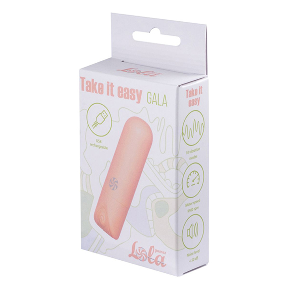 Персиковая перезаряжаемая вибропуля 6,5см Lola Games Take it Easy Gala 9024-03lola