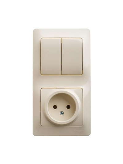 Блок комбинированный Glossa (розетка + 2-кл. выкл.) беж. SE GSL000272
