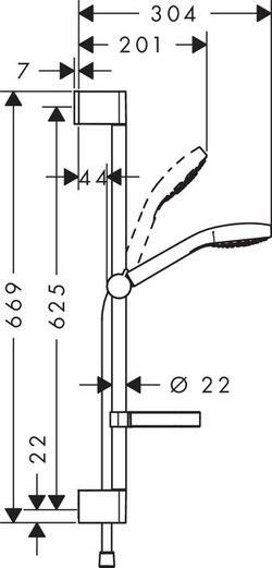 Набор 26566400 Croma Select S  для душа Croma Select S Vario, 0,65 м, с мыльницей Casetta