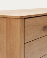 Alguema Комод с 3 ящиками из дубового шпона с натуральной отделкой 100 x 97 см