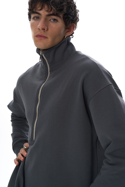 Худи из футера мужской, светло-серый меланж