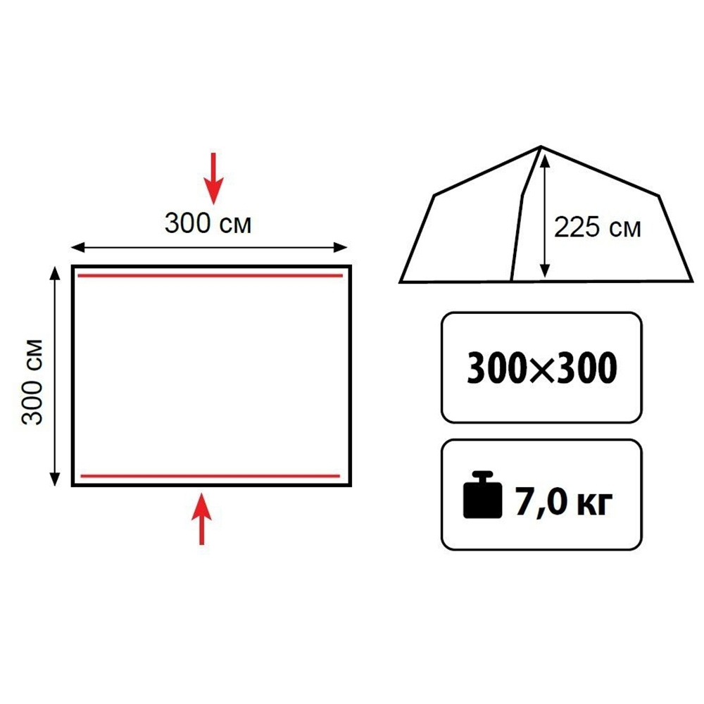 Размеры. Шатер кемпинговый Tramp Lite Bungalow