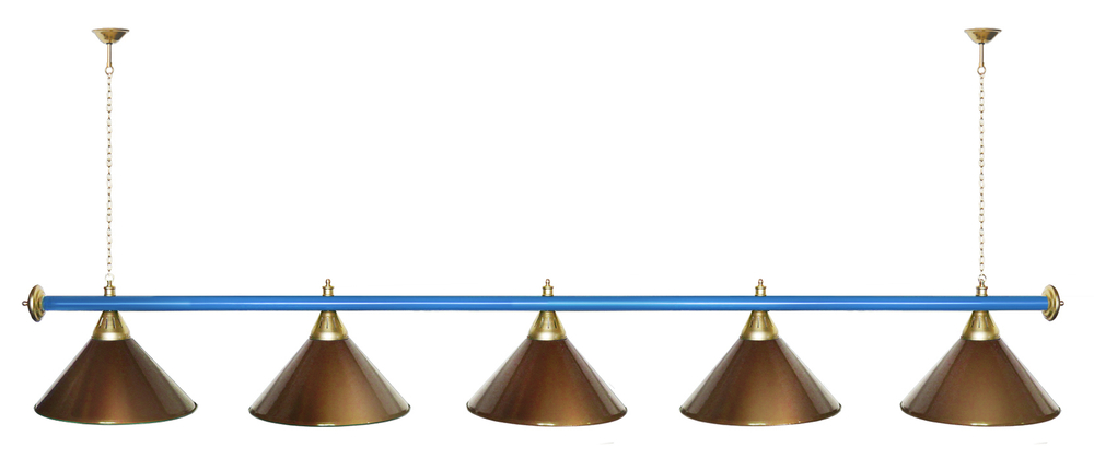 Лампа STARTBILLIARDS 5 пл. (плафоны зеленые,штанга зеленая,фурнитура золото)