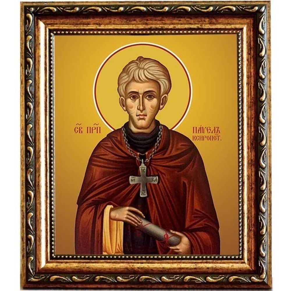 Павел Ксиропотамский преподобный. Икона на холсте.