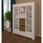 Шкаф с 2-мя стеклянными дверями и полками «Бейли» белый воск