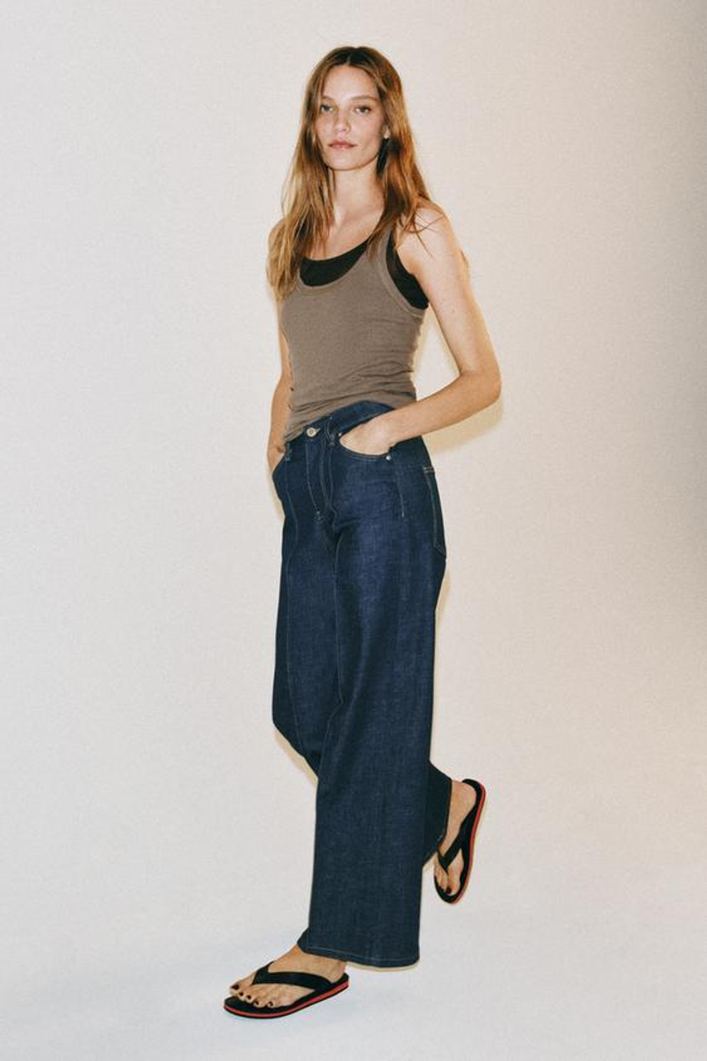 ZARA ДЖИНСЫ WIDE LEG С ВЫСОКОЙ ПОСАДКОЙ — ZW COLLECTION, СИНИЙ