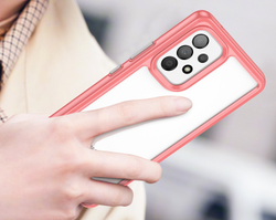 Двухкомпонентный усиленный чехол с красными рамками на Samsung Galaxy A53 5G, мягкий отклик кнопок