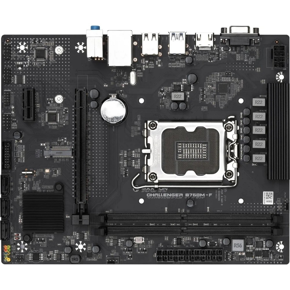 Материнская плата MAXSUN MS-Challenger B760M-F (Socket 1700, mATX, 2*DDR4, VGA+ HDMI, 3*SATA3, 1*M.2, 1xPCI-E x16 /1xPCI-E x, 4*USB 2.0, 2*USB 3.2 Gen1 , LAN 1*1G, RTL)