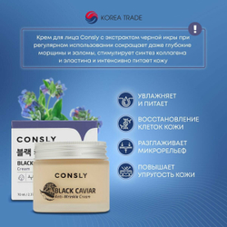 Крем для лица против морщин с экстрактом черной икры Consly Black Caviar Anti-Wrinkle Cream, 70 мл
