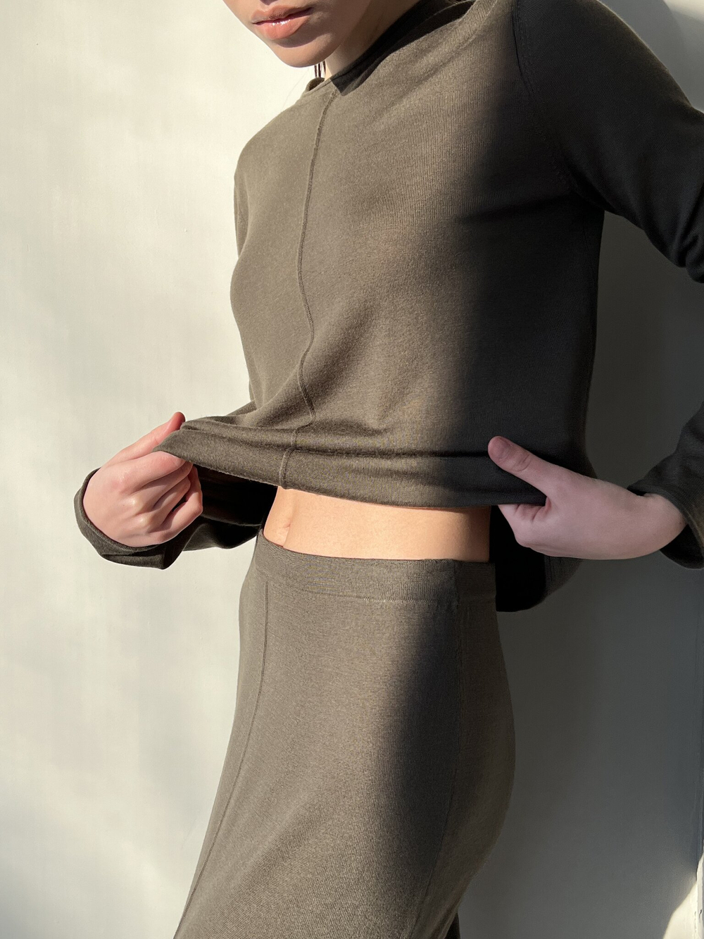 Джемпер с рустом LOREN, хаки