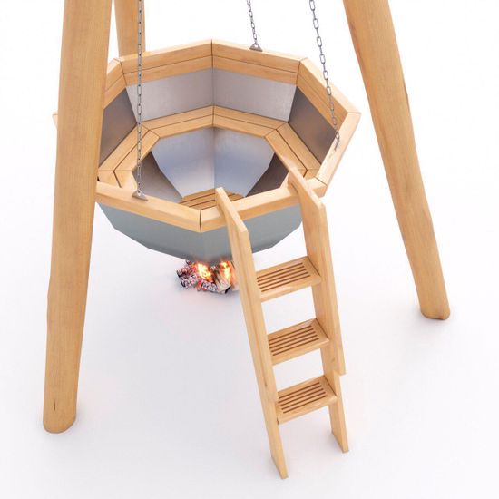 Банный чан до 10 человек на бревнах с печью