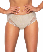 Трусики-бразилиана с цветочным принтом и вышивкой (Размер: XL) (Цвет: телесный)