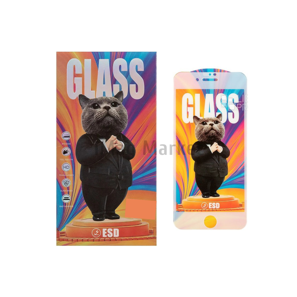 Защитное стекло Mr.Cat Anti-Static/Plasma Spraying для Apple iPhone 7/8/SE 2020/SE 2022, 3D, белая рамка, 0.3 мм