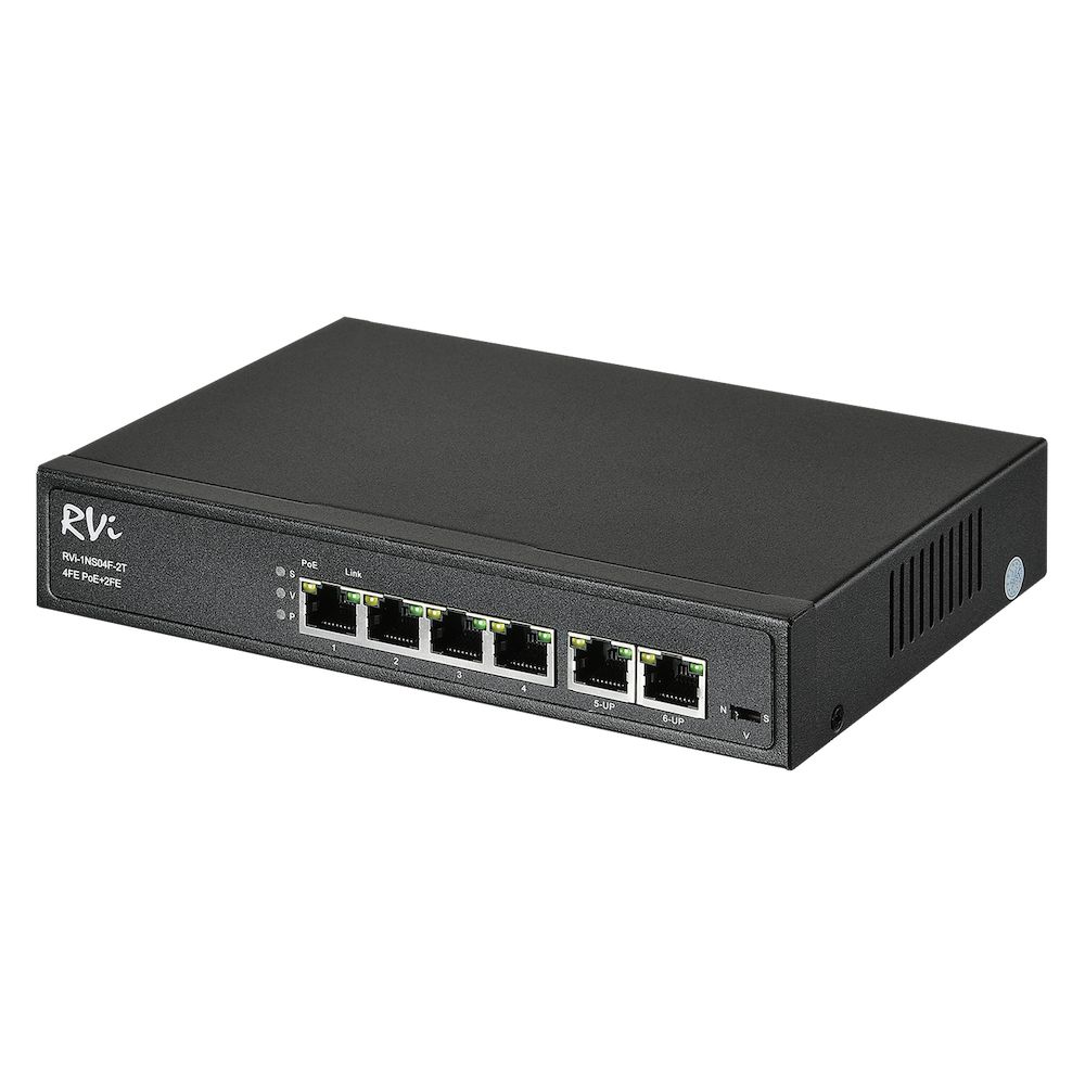 Коммутатор на 4 PoE порта RVi-1NS04F-2T NEW (Транспортный сертификат ПП 969)