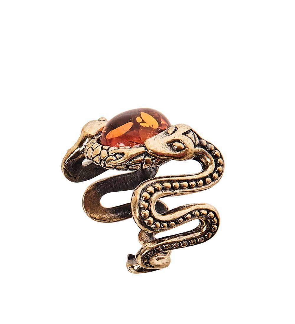 AM-2442 Кольцо «Змейки» (латунь, янтарь)