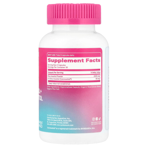 Pink Stork, Мио-инозитол + D-хиро-инозитол в соотношении 40: 1, 90 капсул