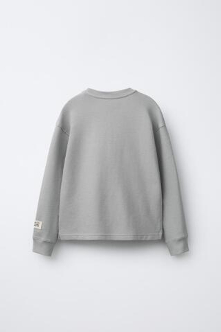ZARA ЛОНГСЛИВ ИЗ ТКАНИ ОТТОМАН С НАШИВКОЙ, СВЕТЛО-СЕРЫЙ