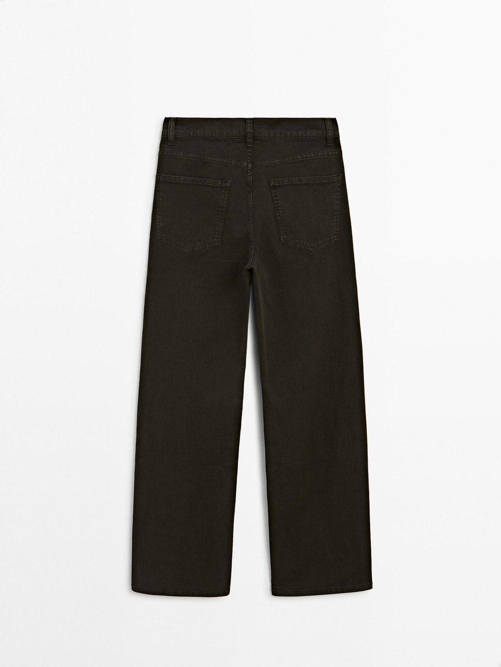 Massimo Dutti Джинсы с высокой талией и широкими штанинами, темный хаки