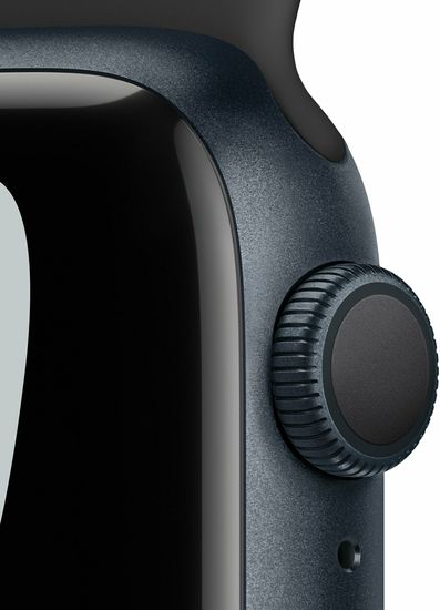 Apple Watch Nike Series 7, 41 мм, корпус из алюминия цвета «тёмная ночь», спортивный ремешок Nike цвета «антрацитовый/чёрный»