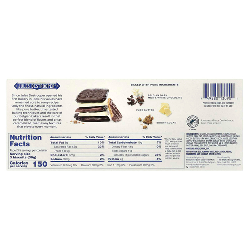 Jules Destrooper, Ассорти из бельгийского тонкого шоколада, 100 г (3,5 унции)